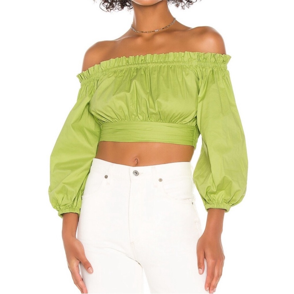 Song of Style (Revolve) Carmen Top in Celery Green SZ S NWT